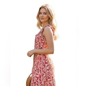 Beachsissi Women's Floral Button Down Midi Floral Summer Beach Dress Size L NWT